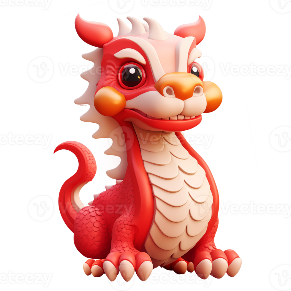 AI generated Cute red dragon, 3d design. Suitable for events and Chinese new year png