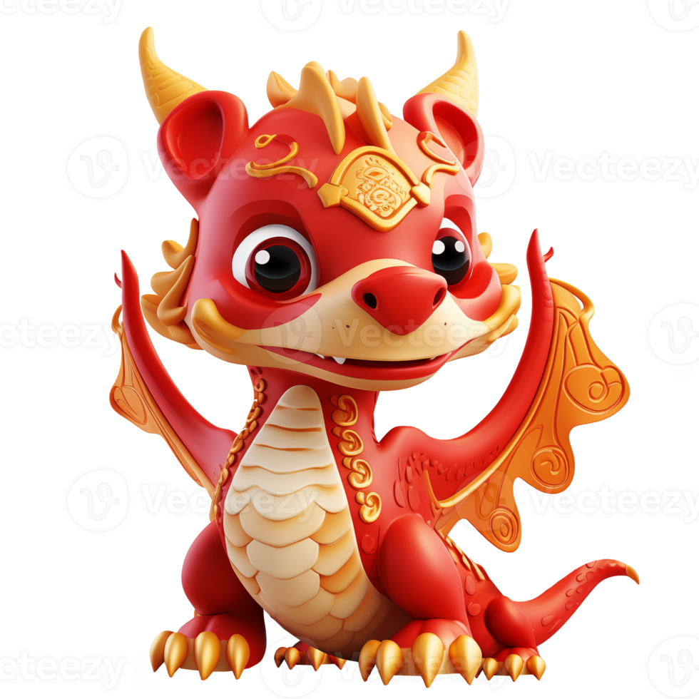 ai generiert süß rot Drachen, 3d Design. geeignet zum Veranstaltungen