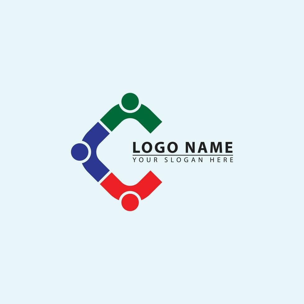 Connected human icon logo. Community, business and company vector logo icon.