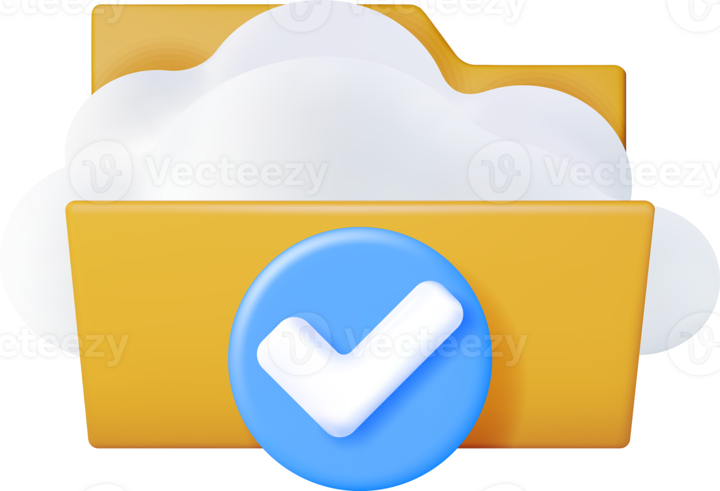 3D Cloud in Folder with Checkmark png