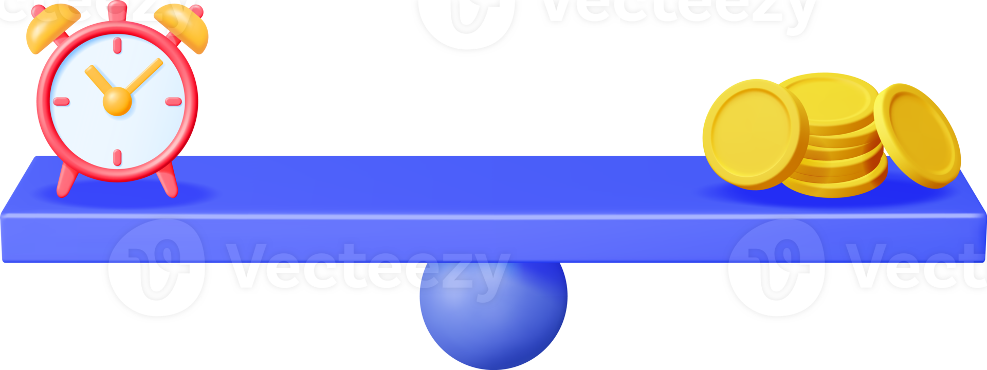 3D Clock and Money on Balance Scales 35714597 PNG