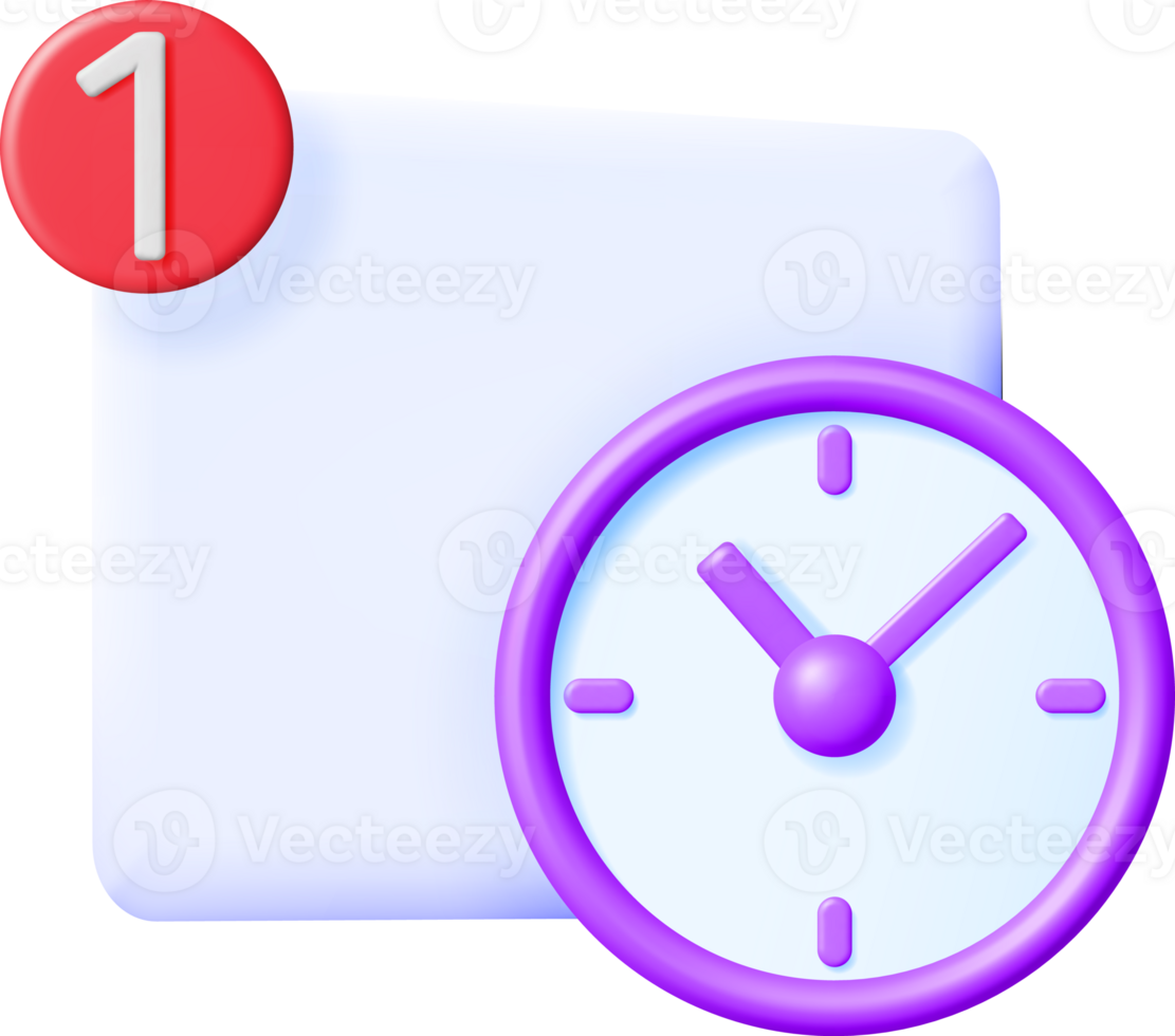 3D Round Wall Clock with Notification png