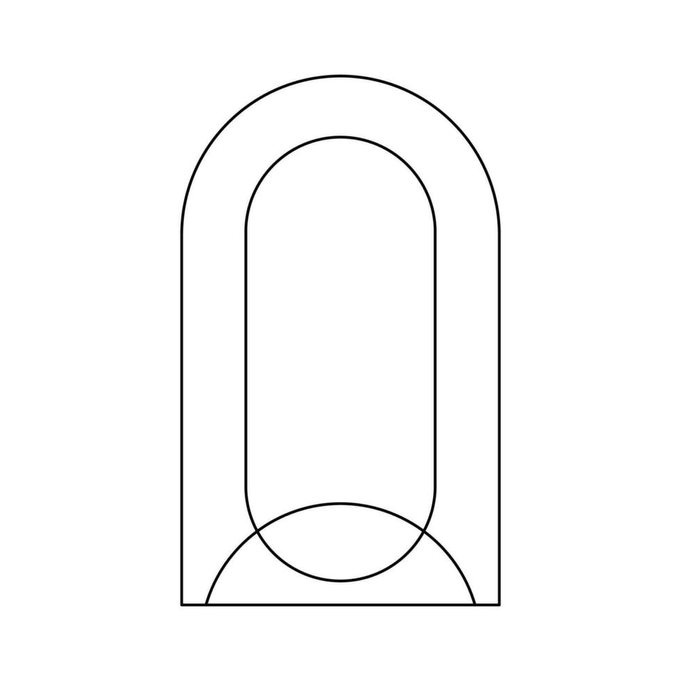 Trendy linear arch frame. Modern minimalist aesthetic line element, geometric forms. Vector sparkle for social media or poster design, simple decorative boho style