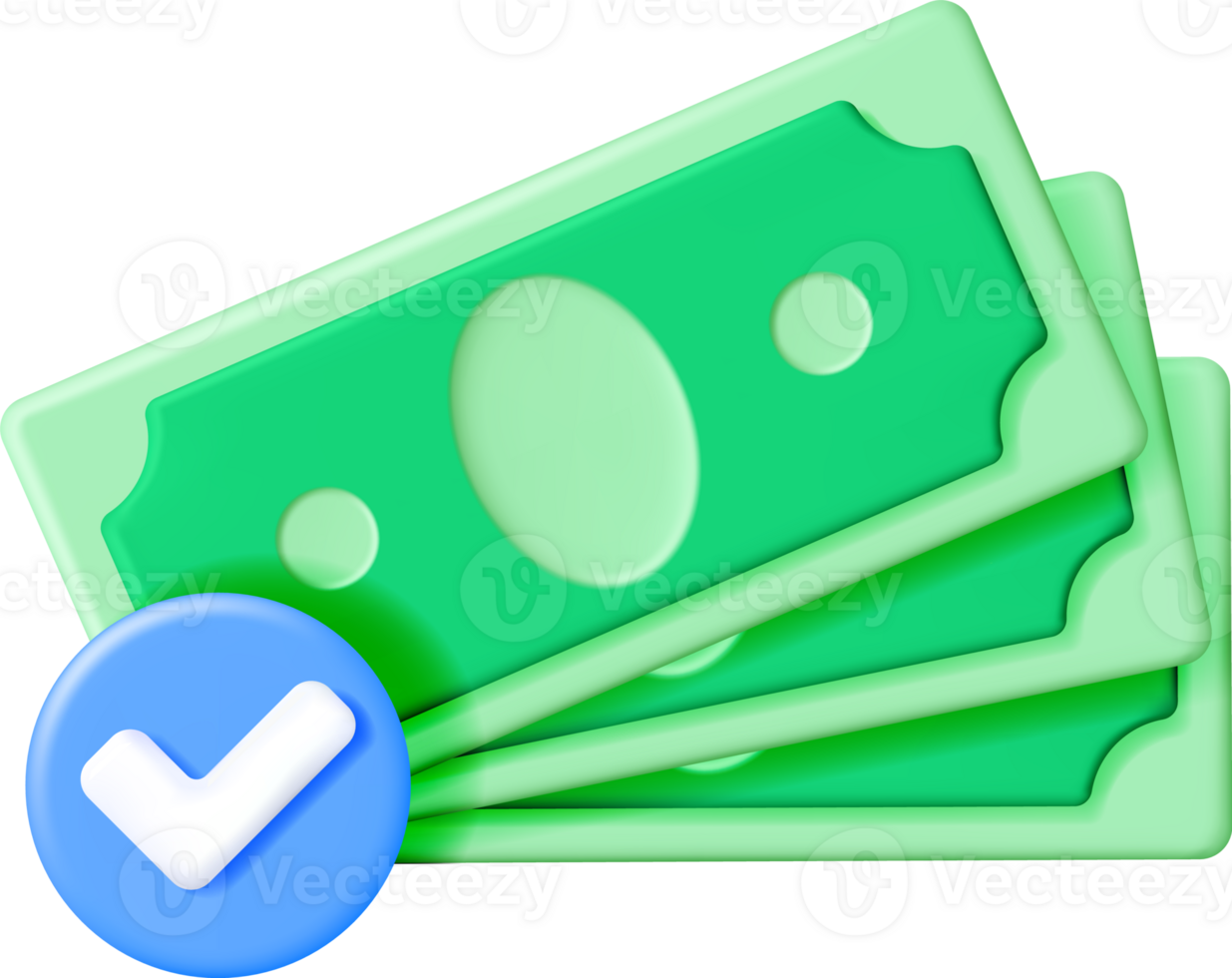 3D Stack of Money with Checkmark png