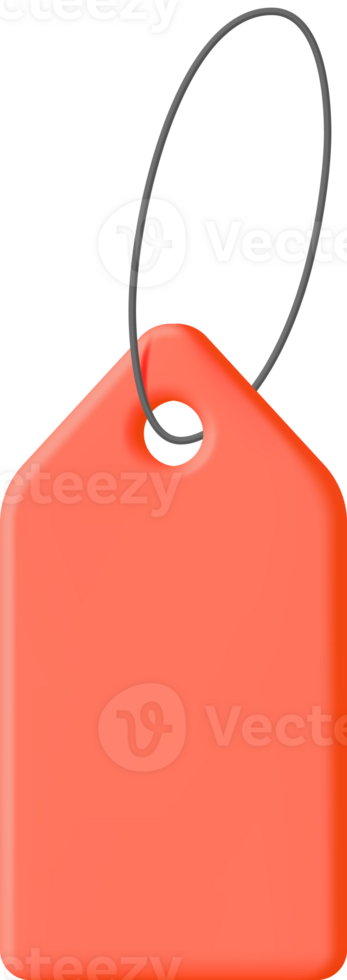 3D Red Tag with String png