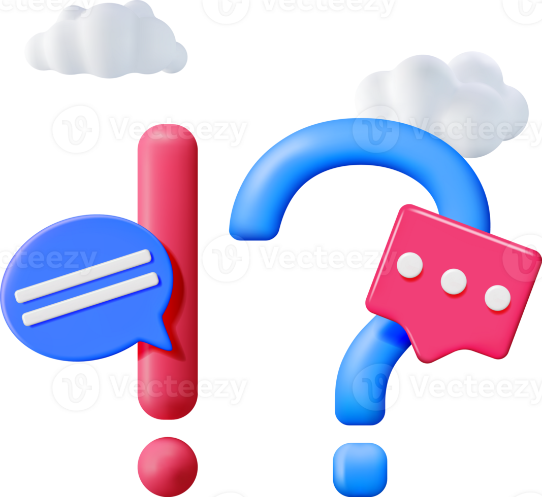 3d Question Exclamation Marks with Chat Bubbles png