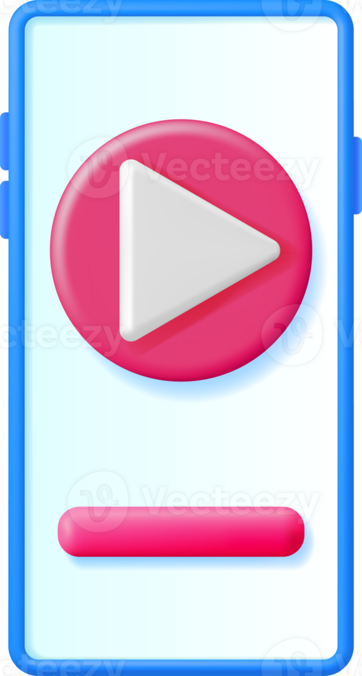 3D Play Button on Smartphone Screen png