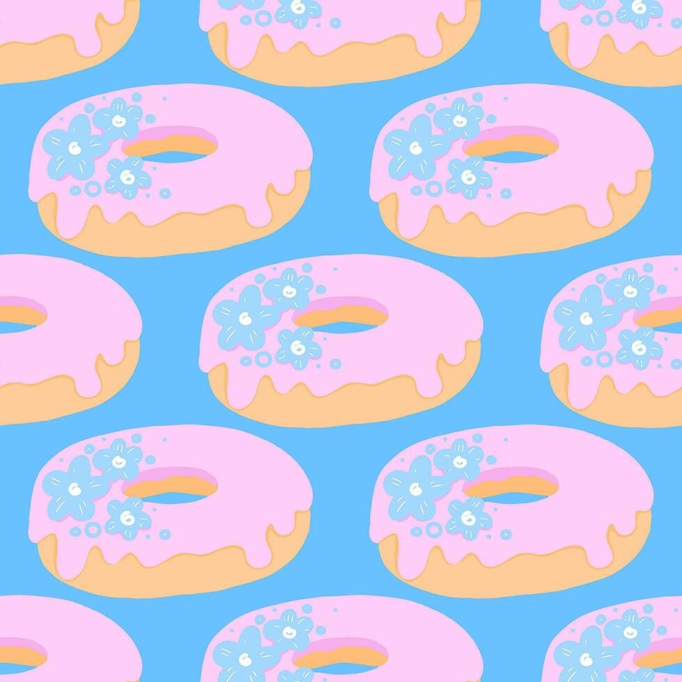 Seamless pattern with glazed donuts vector