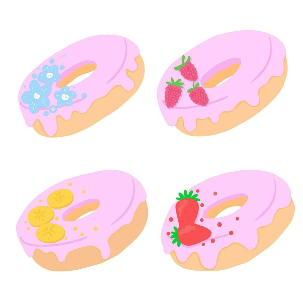 Set of donuts isolated on a white background vector