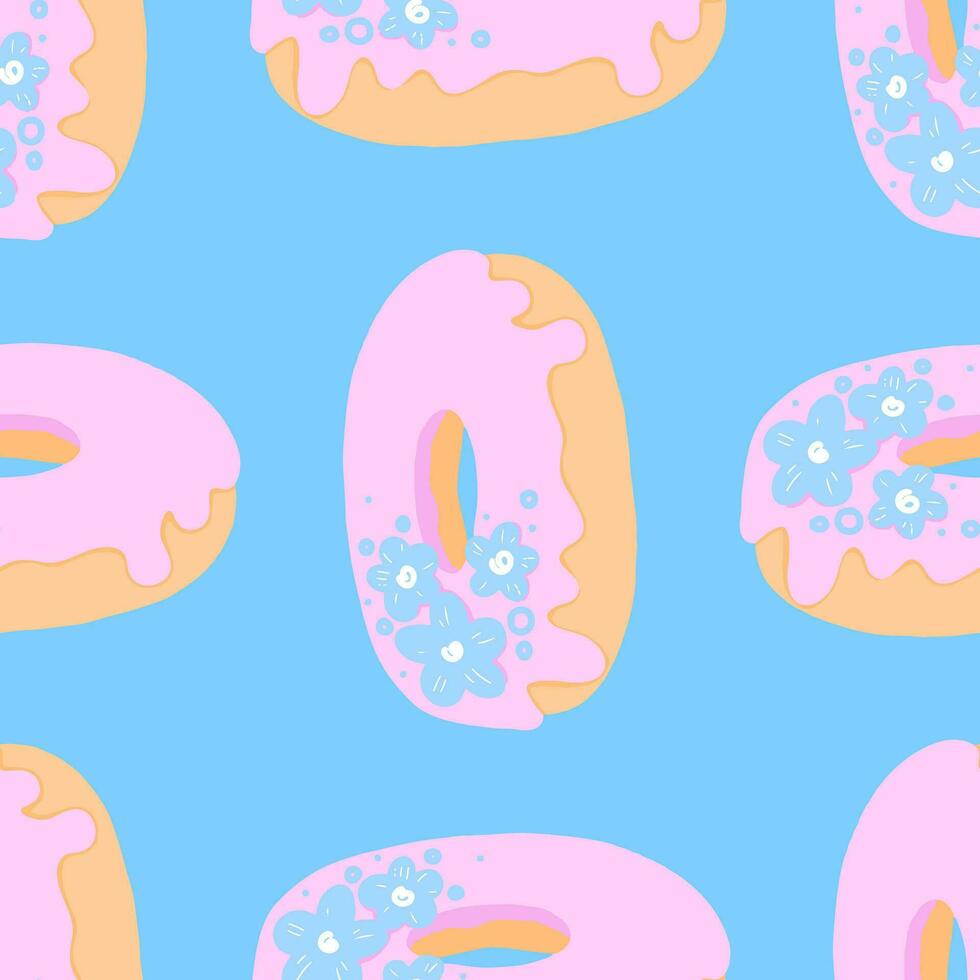 Seamless pattern with glazed donuts vector