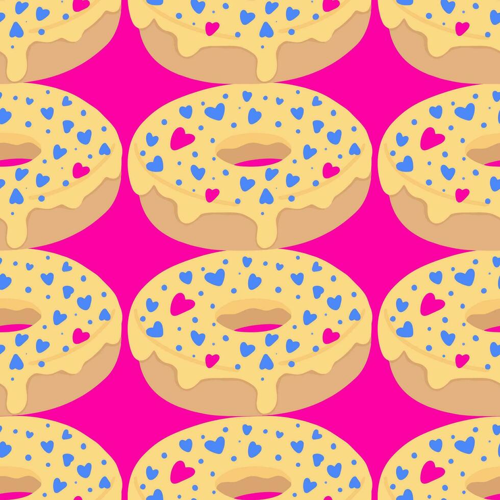 Seamless pattern with glazed donuts vector