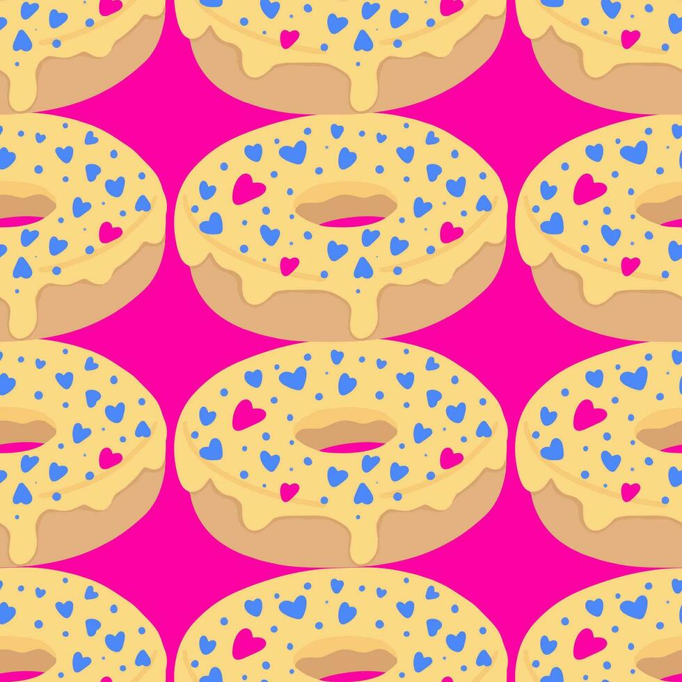 Seamless pattern with glazed donuts vector