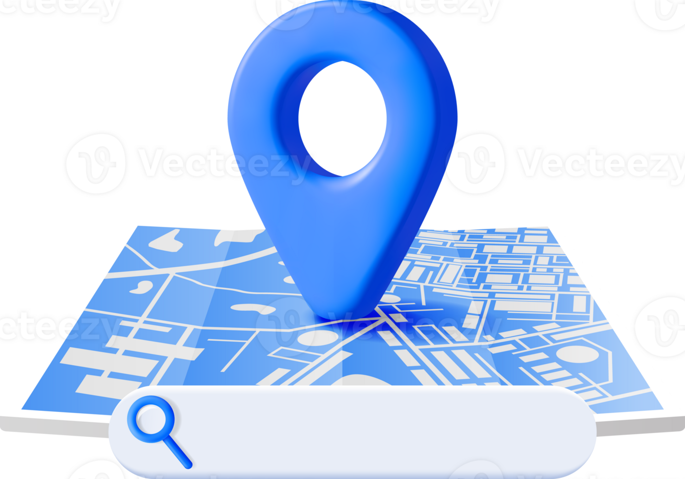 3D Location Folded Paper Map, Search Bar and Pin png