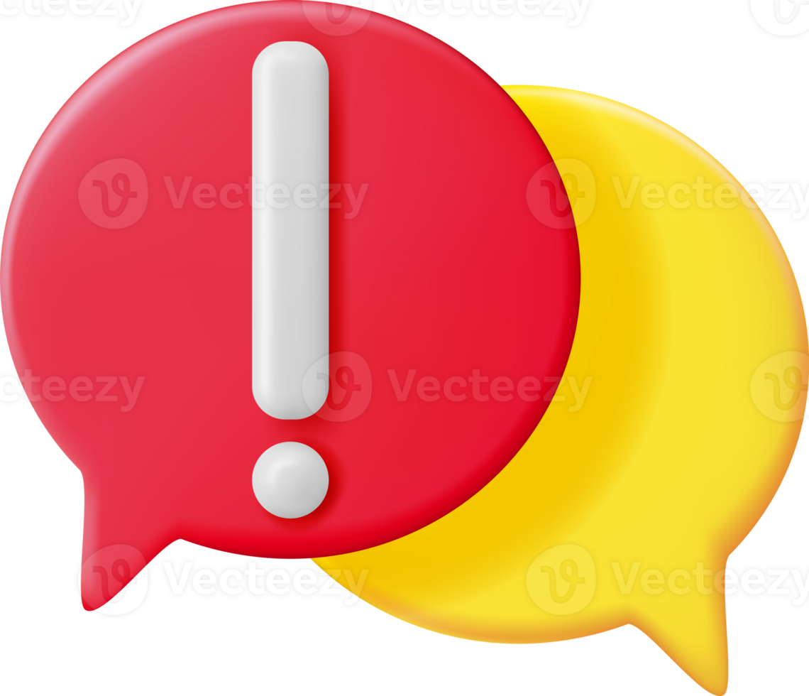 3D Red Exclamation Mark in White Round Pin png