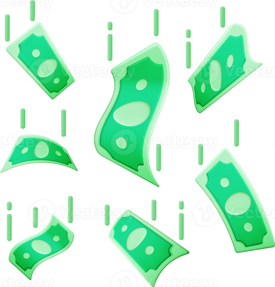 3D Set of Dollar Banknote png