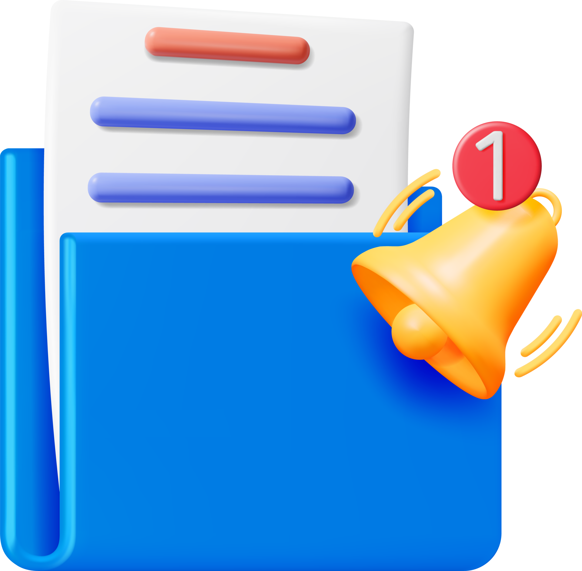 3D Document Folder with Notification Bell 35714915 PNG