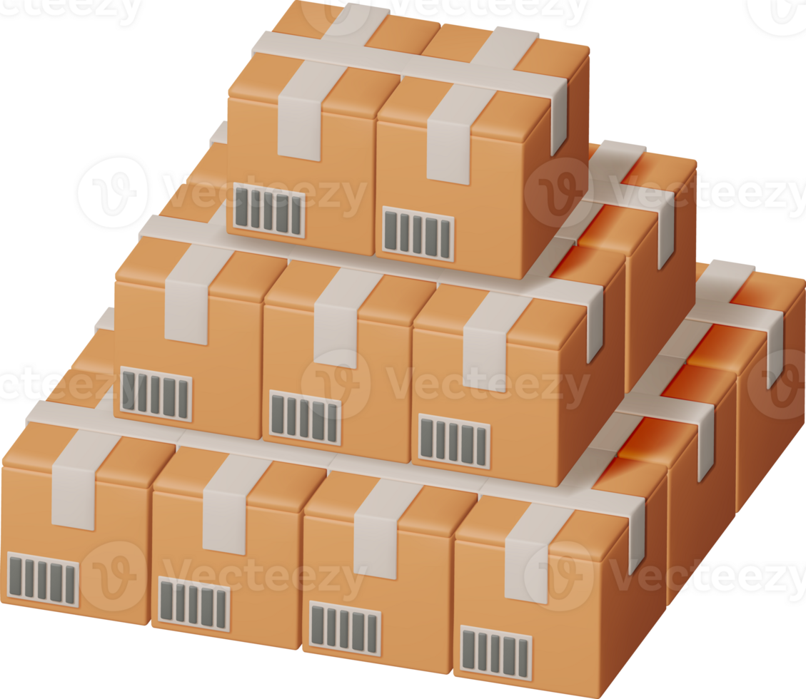 3d stack av kartong lådor png