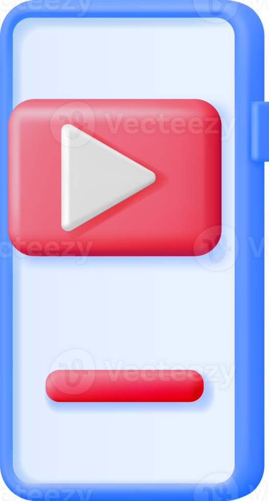 3D Play Button on Smartphone Screen png