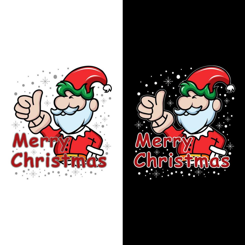 Merry Christmas including funny Santa Claus vector illustration.