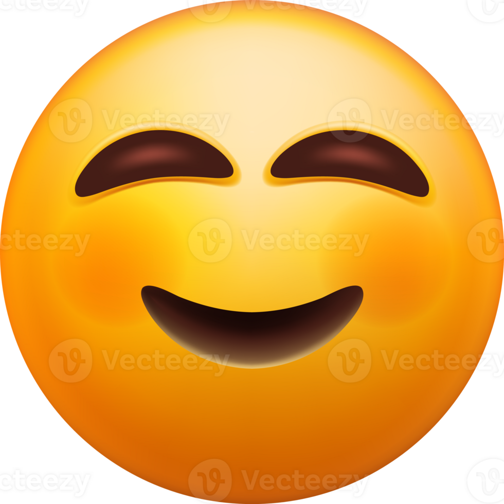 3D Happy Emoticon Blushing with Smiling Eyes png