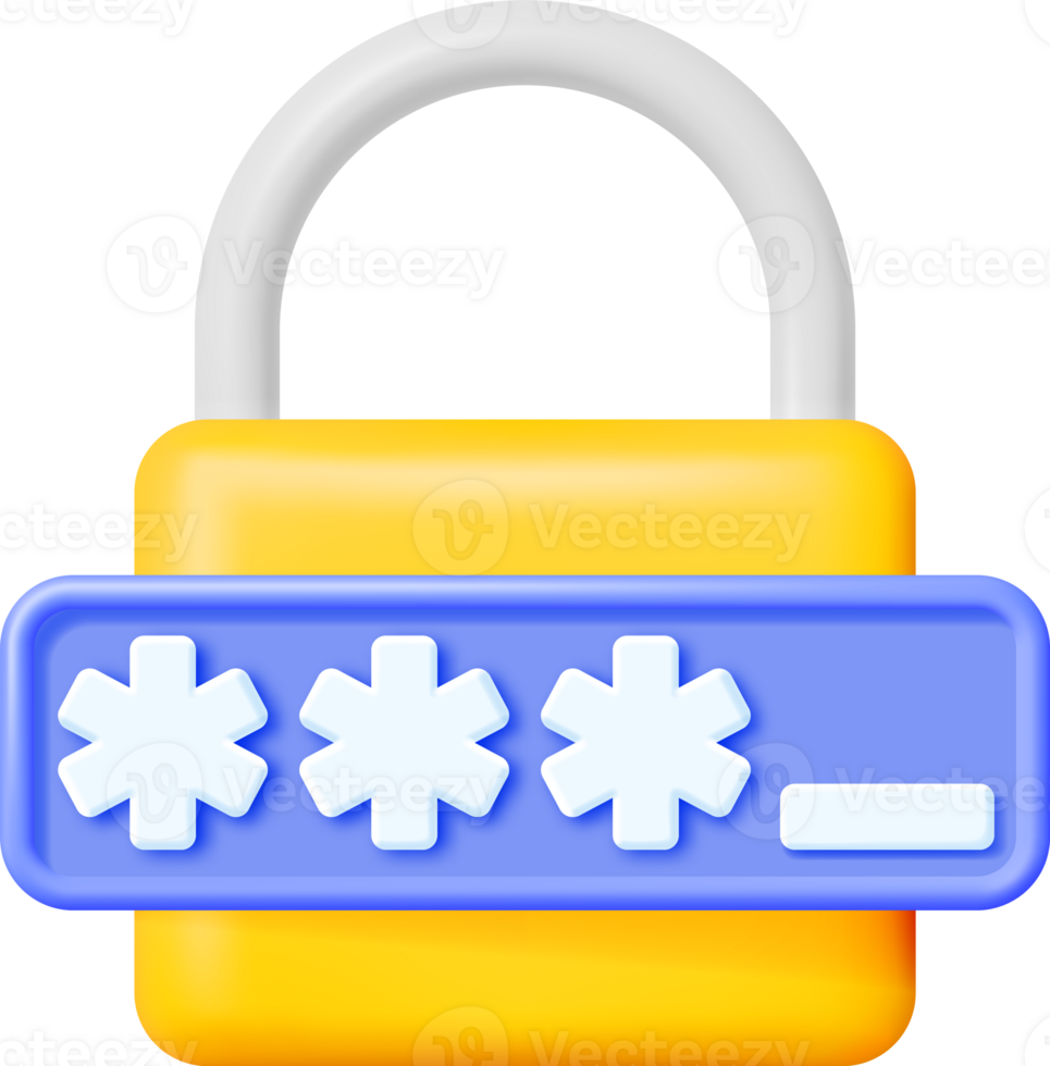 3d password field with padlock 35715095 png