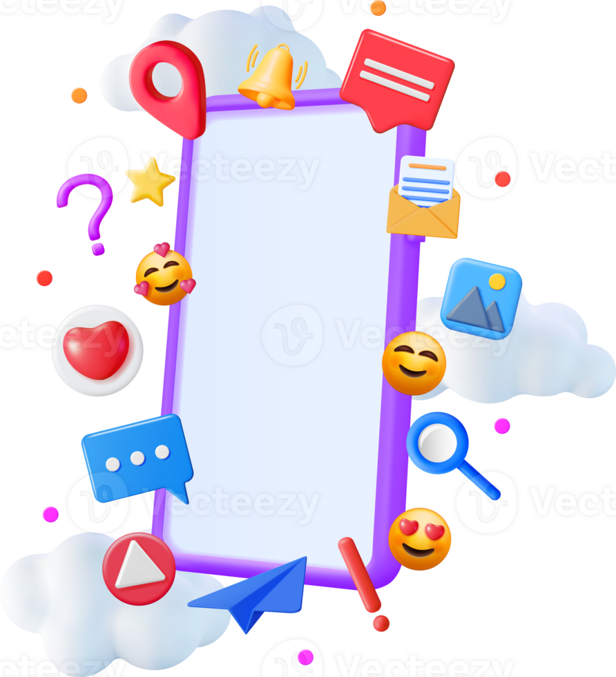 3D Social Media Concept png