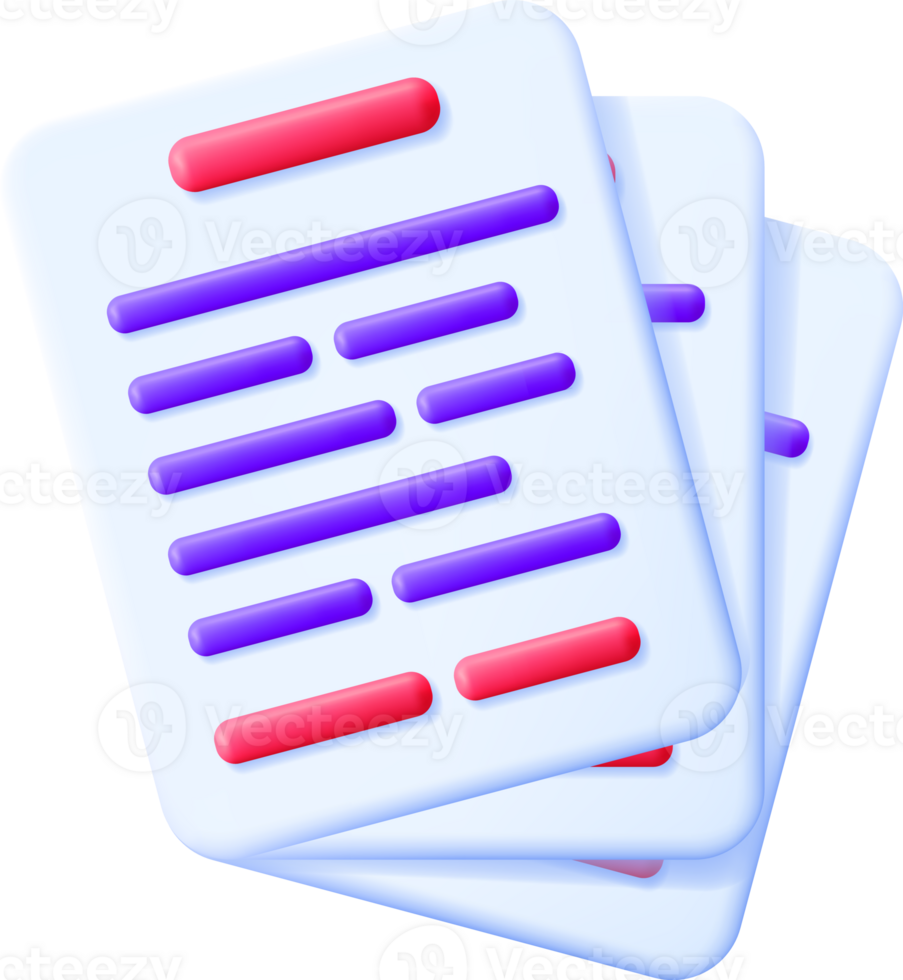 3D White Paper with Text Line png