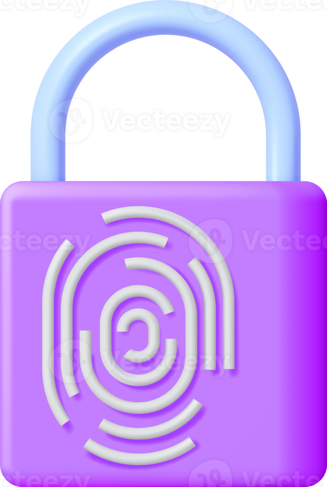3D Fingerprint on Padlock png