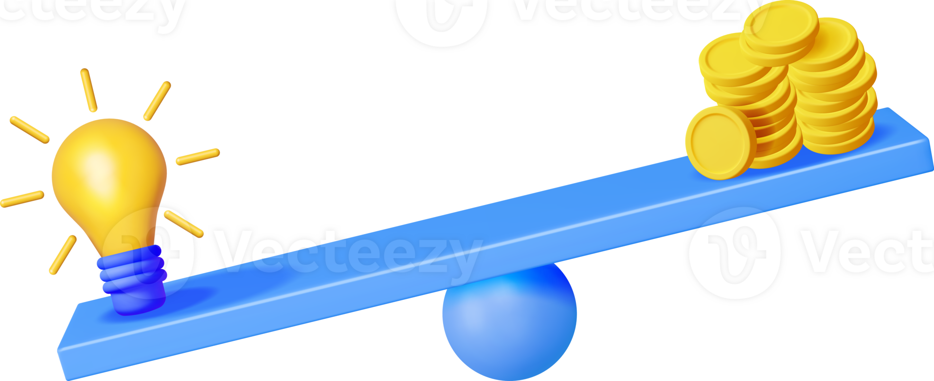 3D Balance Scales with Light Bulb and Money png