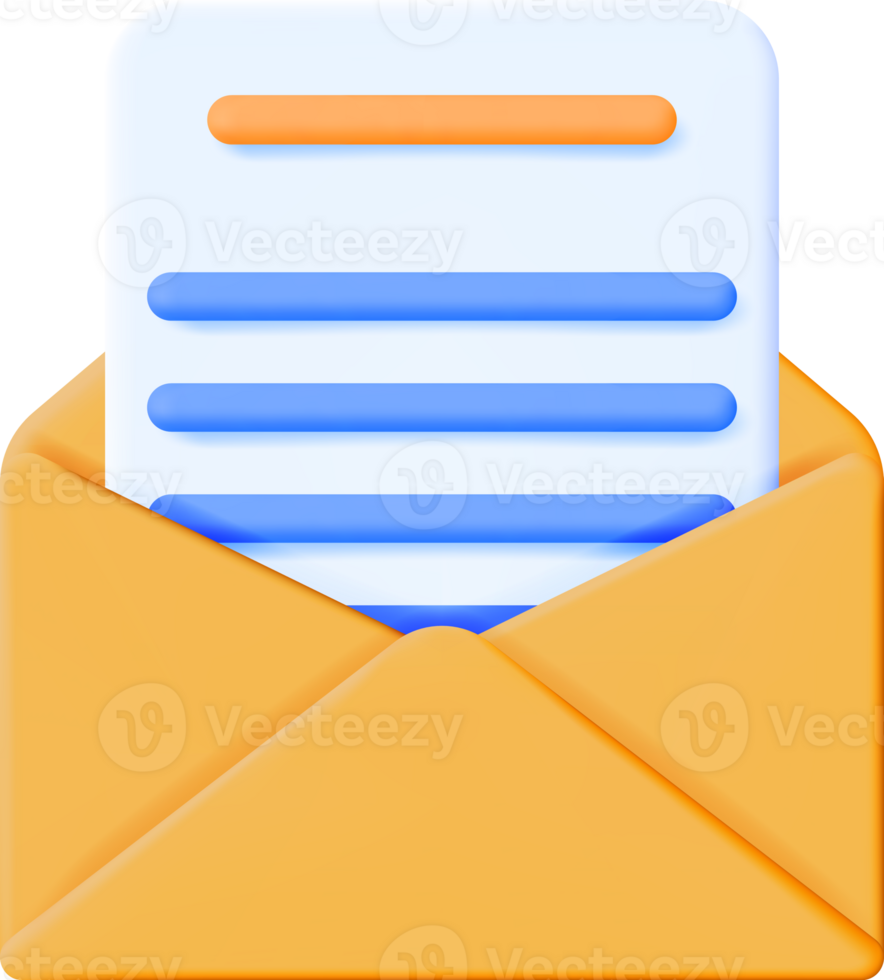 3D Document Sheet in Yellow Envelope 35715140 PNG