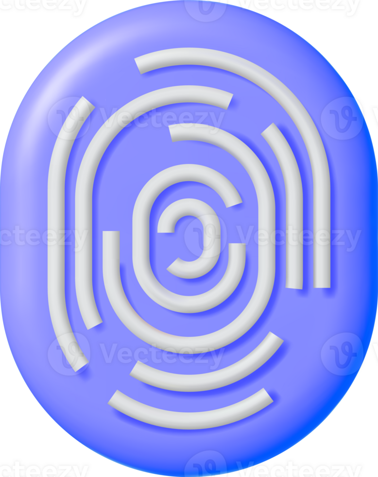 3D Fingerprint Icon Isolated png