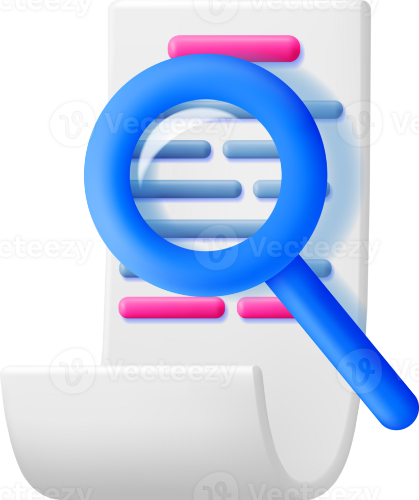 3D Paper Document with Magnifying Glass png