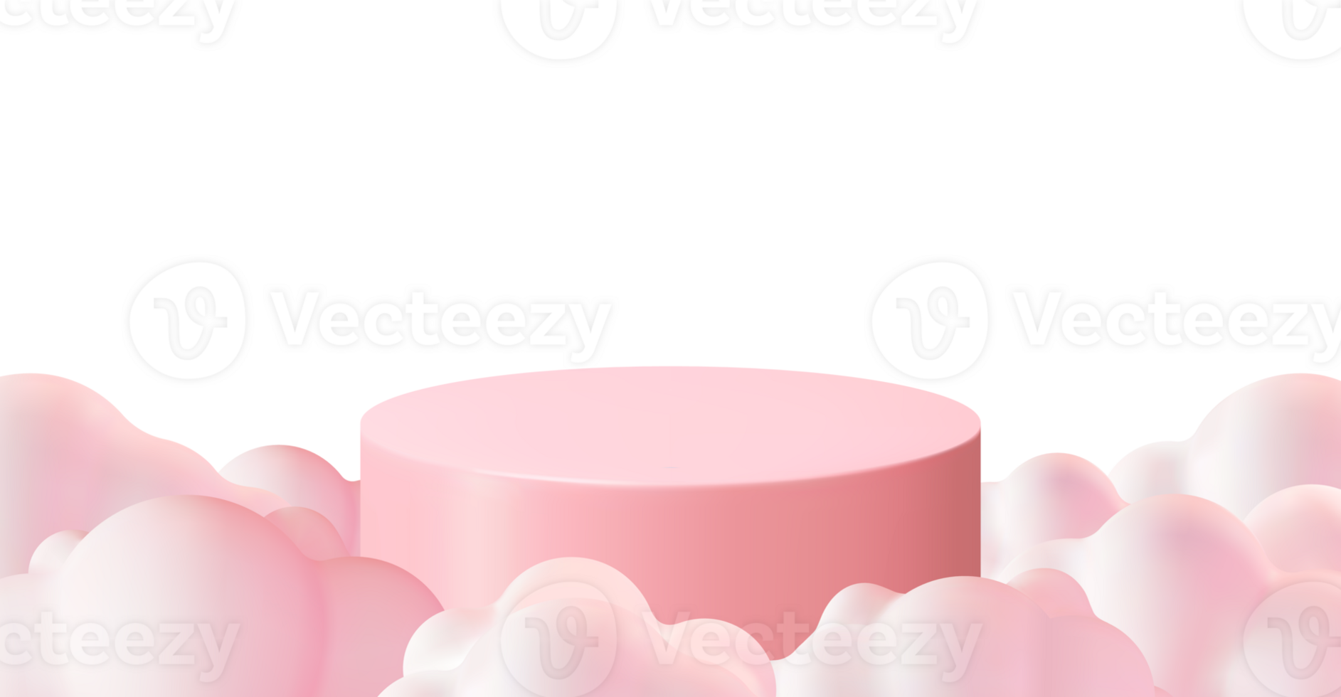 3D Pink Podium with Fluffy Cloud png