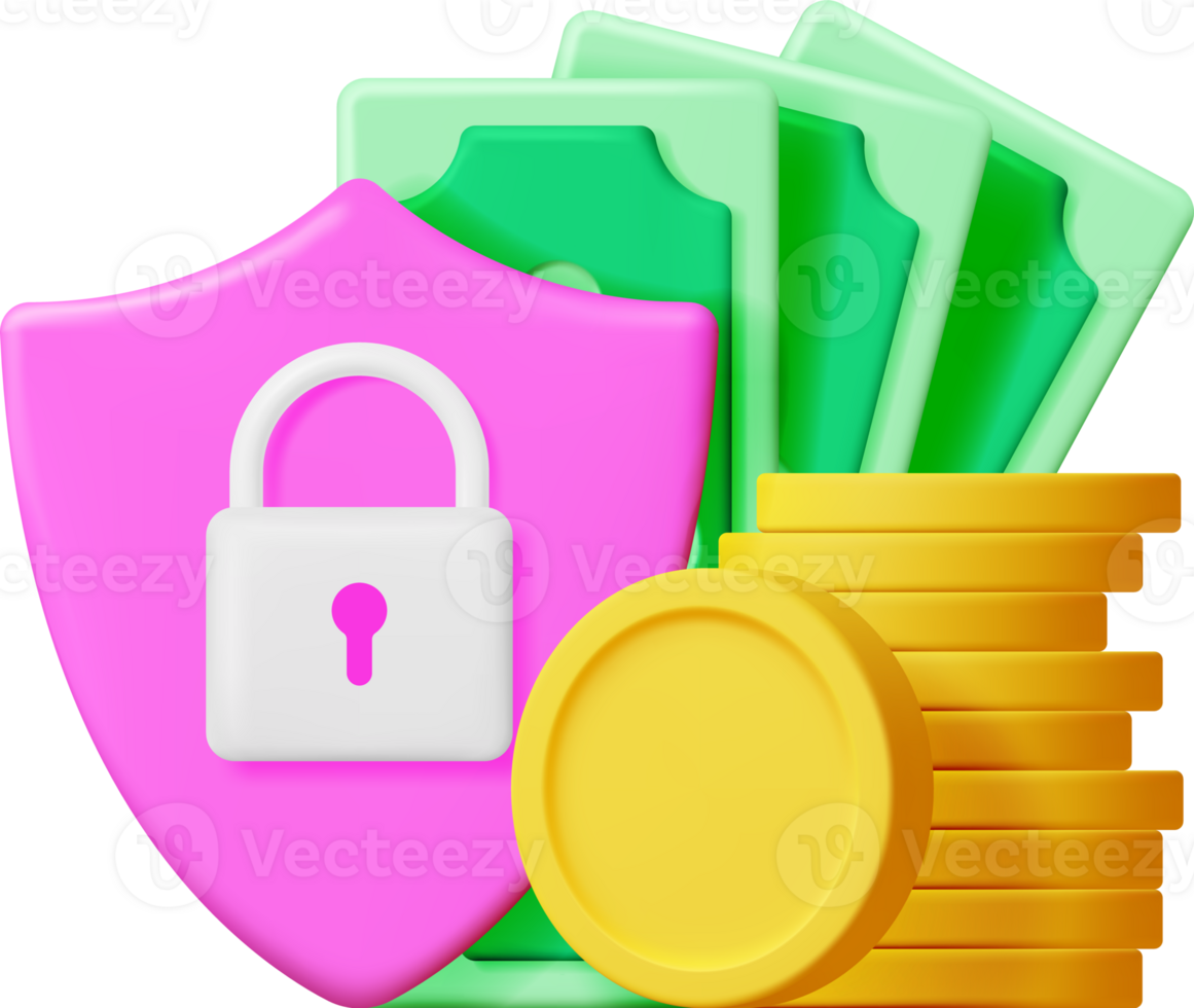 3d dinero efectivo con candado png