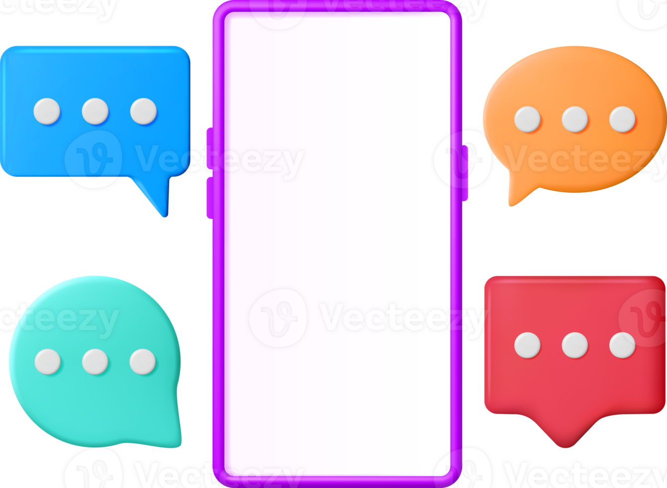 3D Smartphone with Text Bubble png