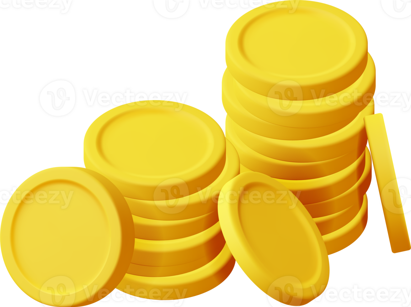3D Stack of Gold Coins Icon png