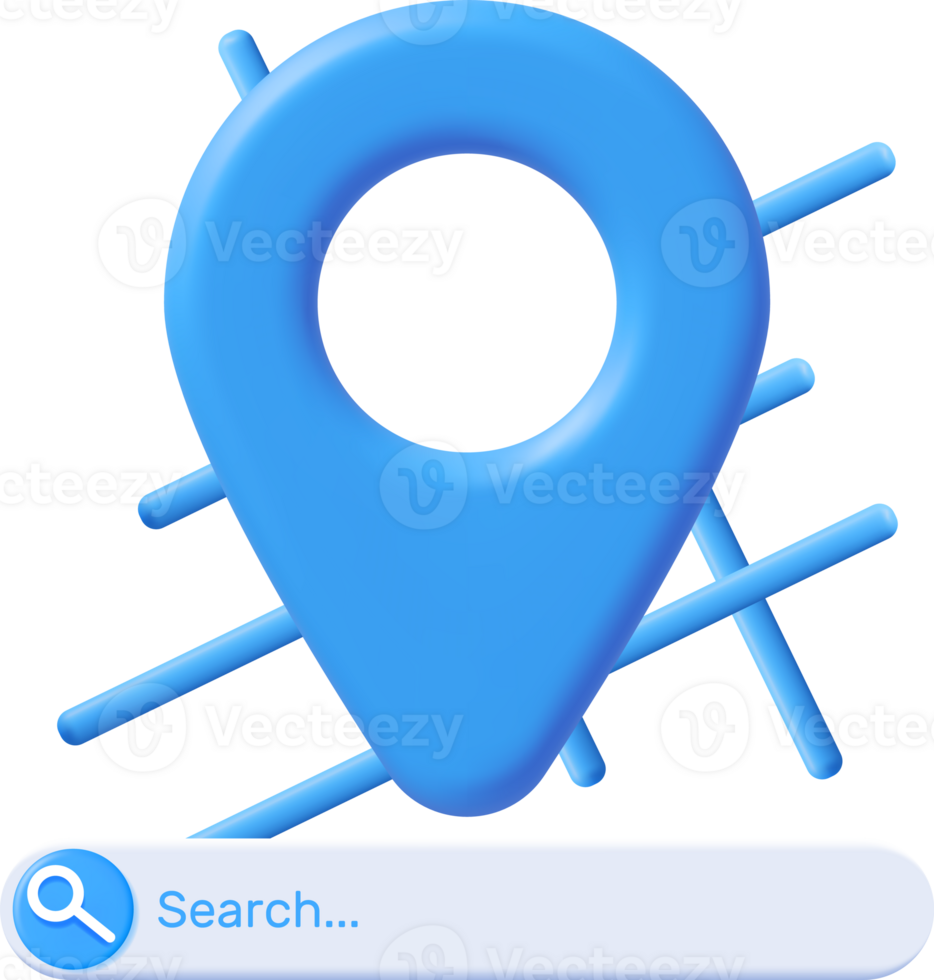3D Location Map Pin and Search Bar png
