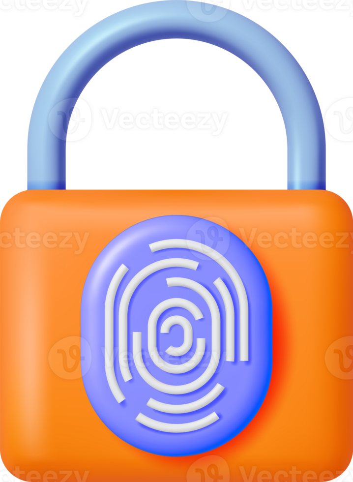 3D Fingerprint on Padlock png