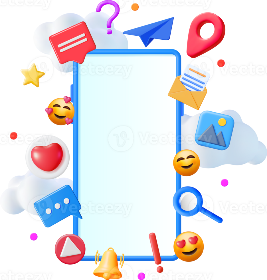 3D Social Media Concept png