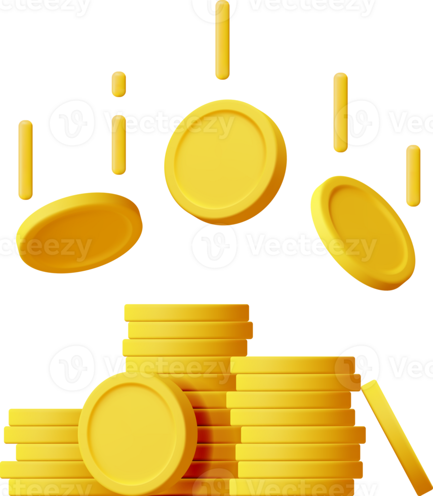 3D Stack of Gold Coins Icon png