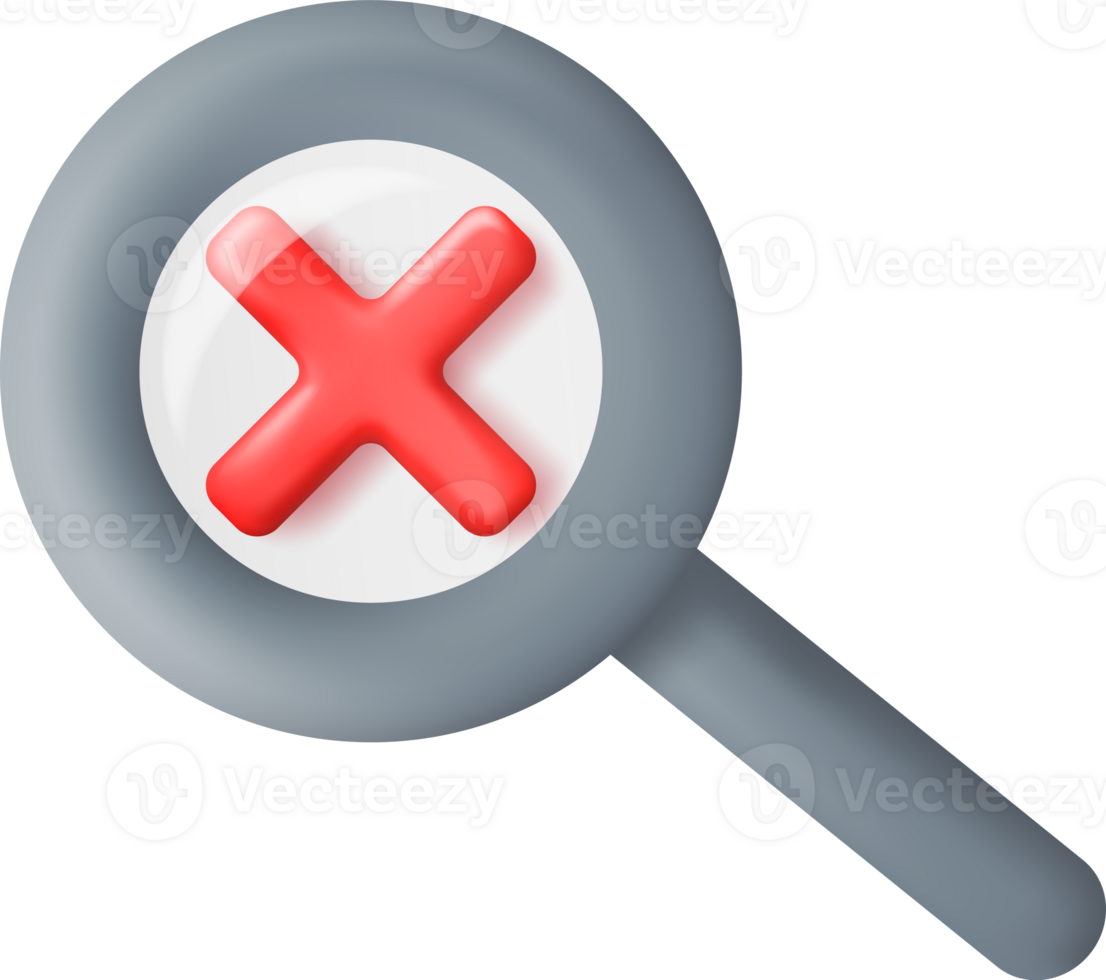 3D Magnifying Glass and Check Mark png