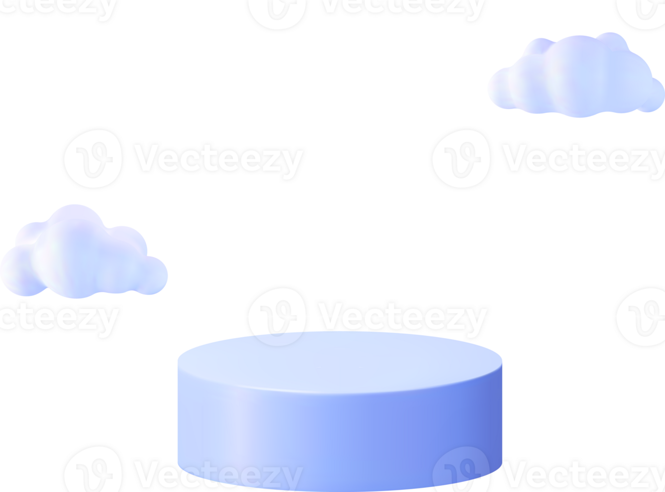 3D Blue Podium in Fluffy Clouds png