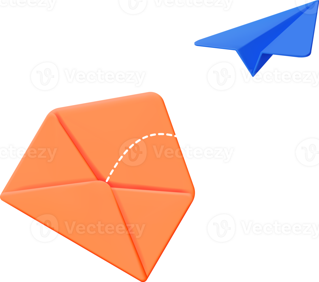 3D Mail Envelope in Paper Plane png