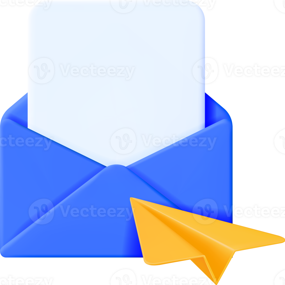 3D Mail Envelope in Paper Plane png