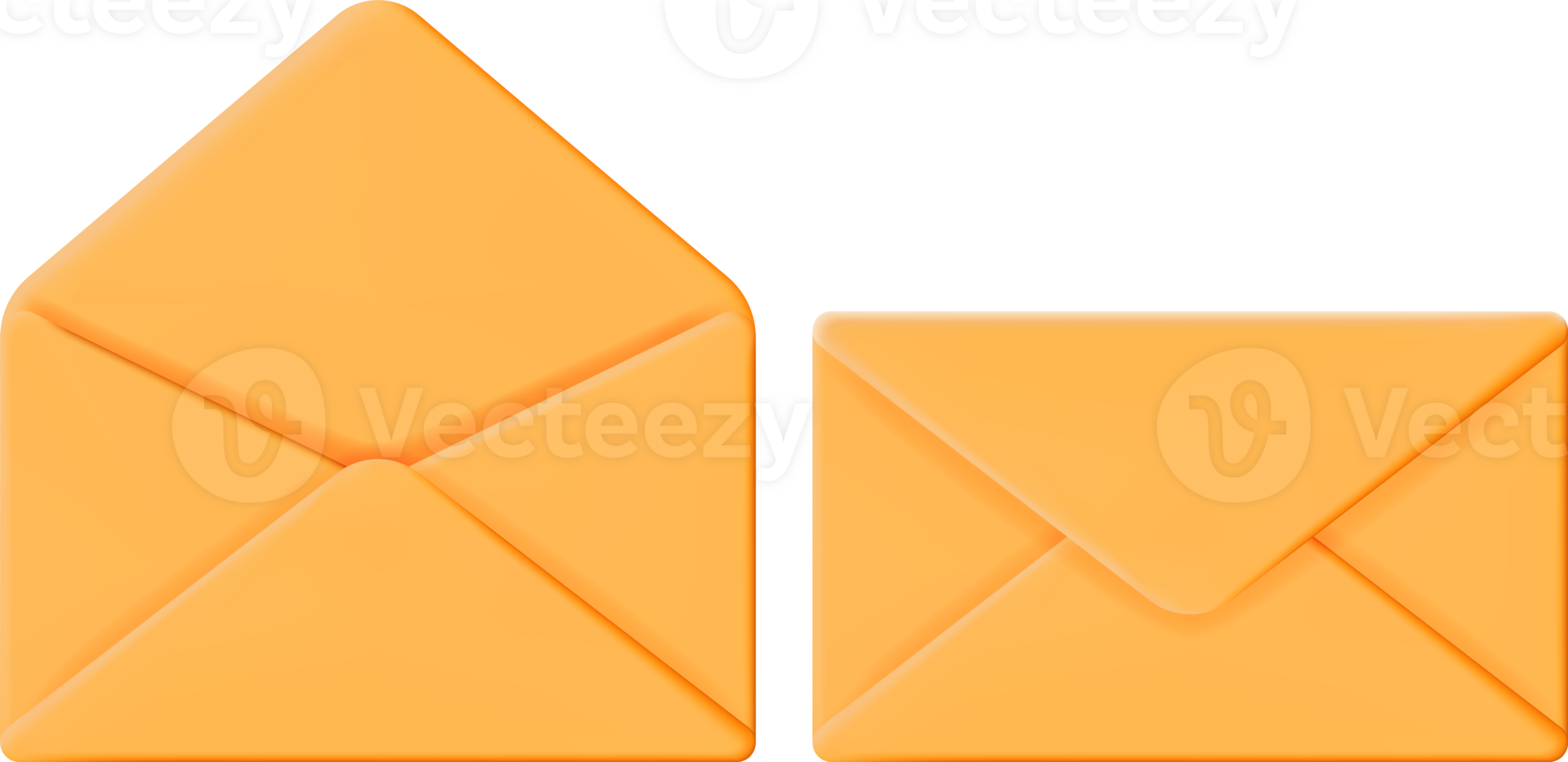 3D Open and Closed Mail Envelope png