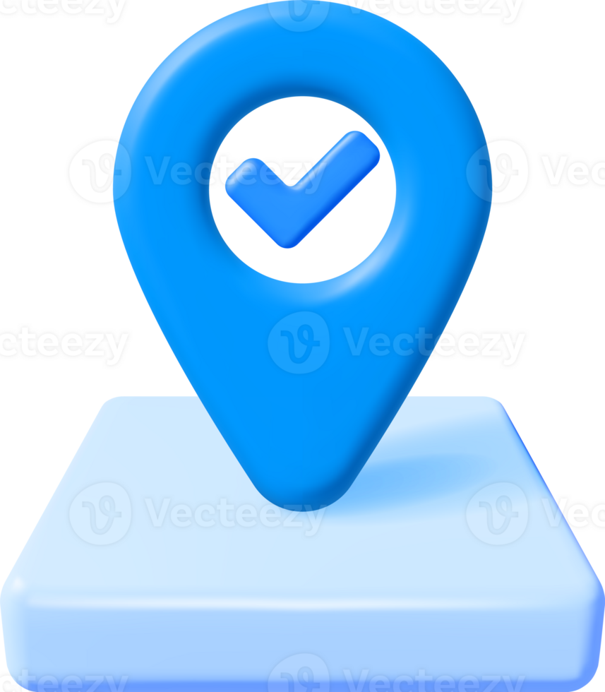 3D Location Map Pin with Checkmark Tick png