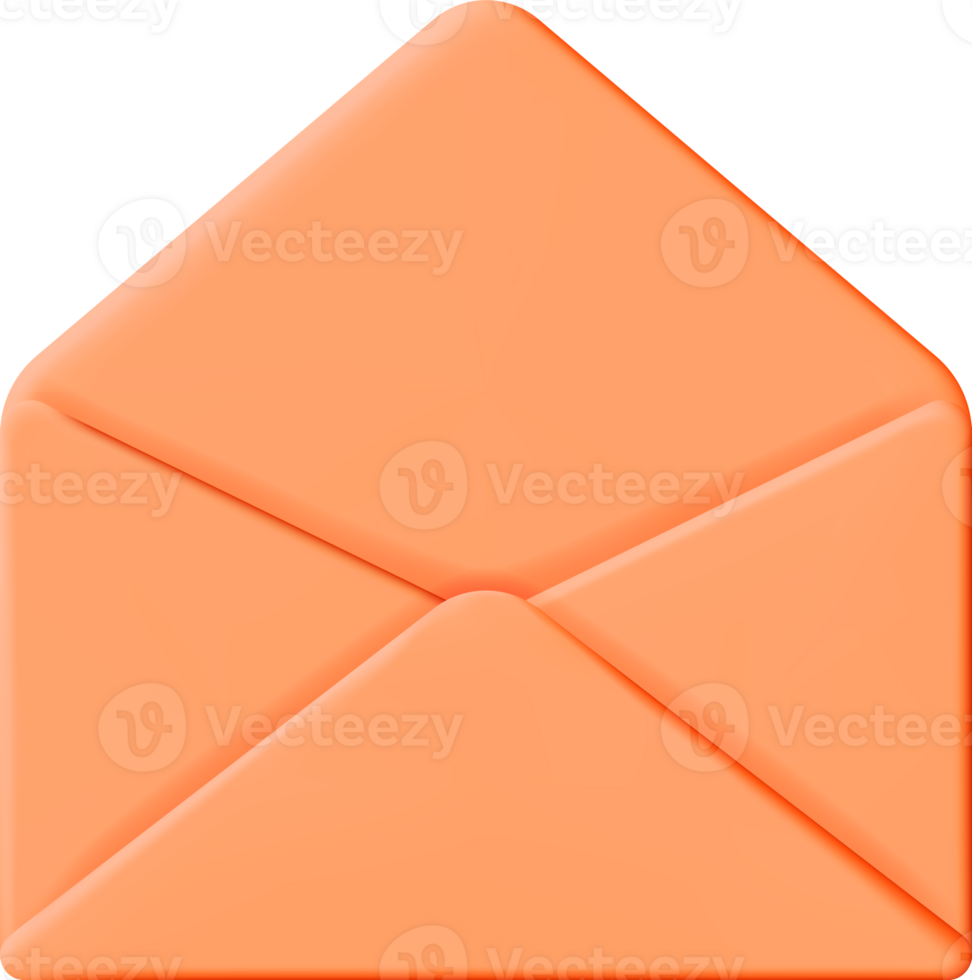 3D Orange Open Mail Envelope png