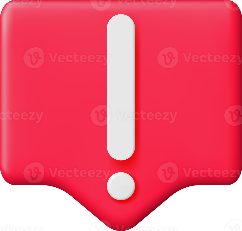 White Exclamation Mark in Red Round Pin png