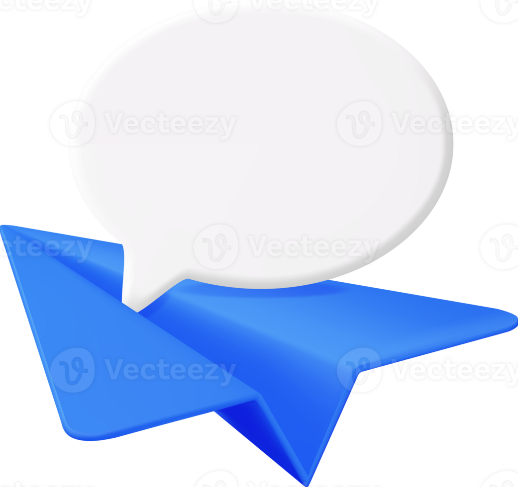 3D Speech Bubble in Paper Plane png