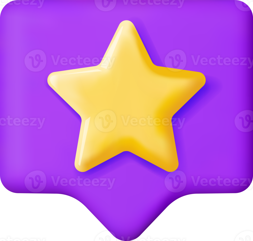 3D Glossy Yellow Five Stars Rating in Bubble png